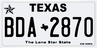 TX license plate BDA2870