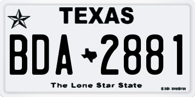 TX license plate BDA2881