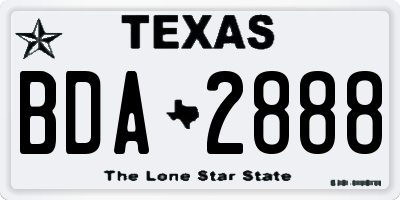 TX license plate BDA2888