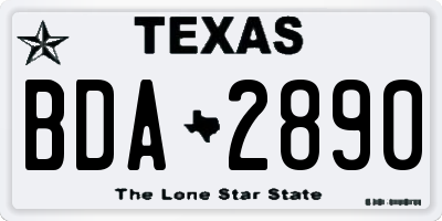 TX license plate BDA2890