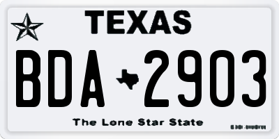 TX license plate BDA2903