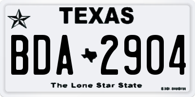 TX license plate BDA2904