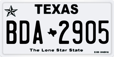 TX license plate BDA2905