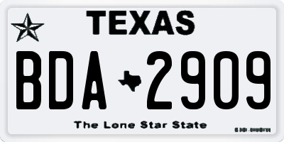TX license plate BDA2909