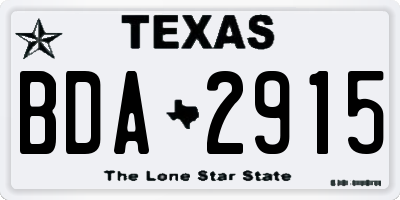 TX license plate BDA2915