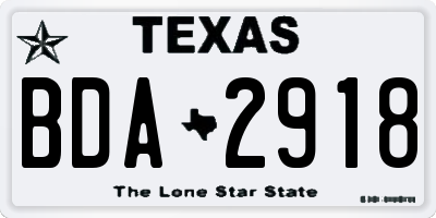 TX license plate BDA2918