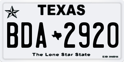 TX license plate BDA2920