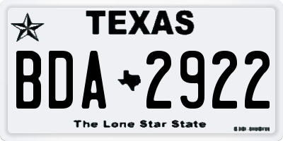 TX license plate BDA2922
