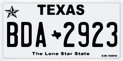 TX license plate BDA2923