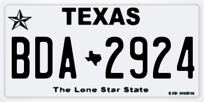 TX license plate BDA2924