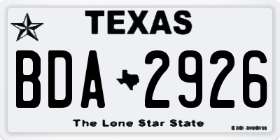 TX license plate BDA2926