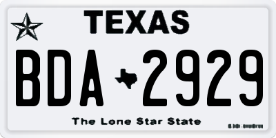 TX license plate BDA2929