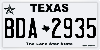 TX license plate BDA2935