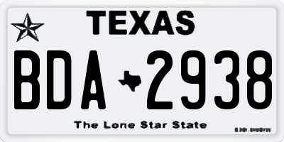 TX license plate BDA2938