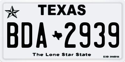 TX license plate BDA2939