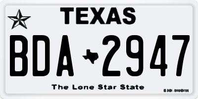 TX license plate BDA2947