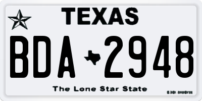 TX license plate BDA2948