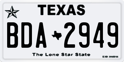 TX license plate BDA2949