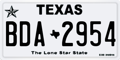 TX license plate BDA2954