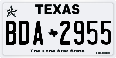 TX license plate BDA2955