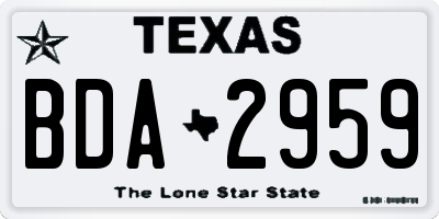 TX license plate BDA2959