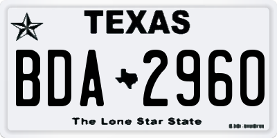 TX license plate BDA2960