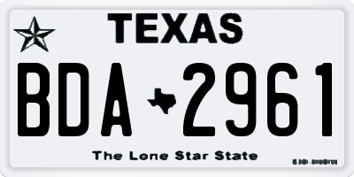 TX license plate BDA2961