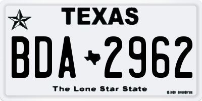 TX license plate BDA2962