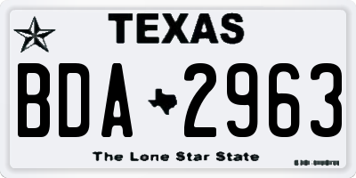 TX license plate BDA2963