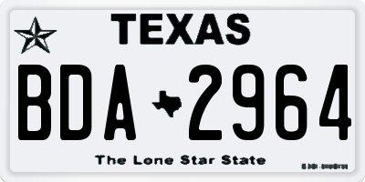 TX license plate BDA2964