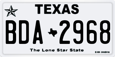 TX license plate BDA2968