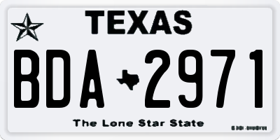 TX license plate BDA2971