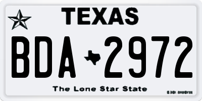 TX license plate BDA2972
