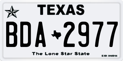 TX license plate BDA2977