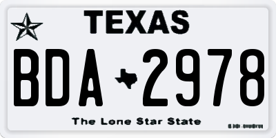 TX license plate BDA2978