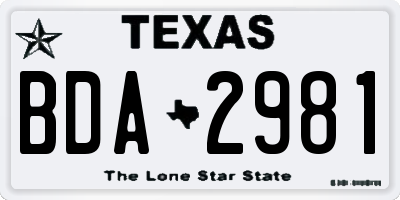 TX license plate BDA2981
