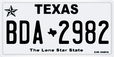 TX license plate BDA2982
