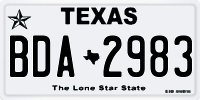 TX license plate BDA2983