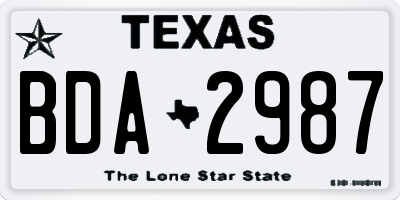 TX license plate BDA2987
