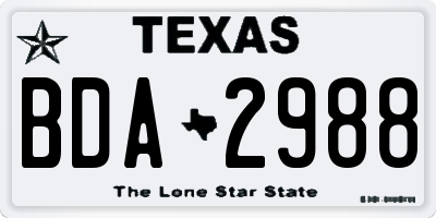 TX license plate BDA2988