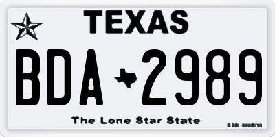 TX license plate BDA2989