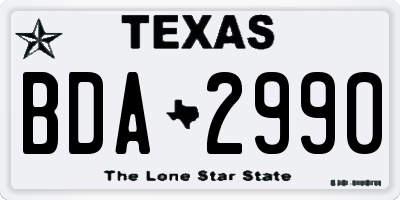 TX license plate BDA2990