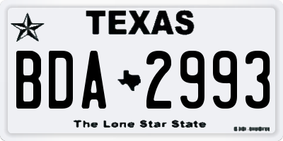 TX license plate BDA2993