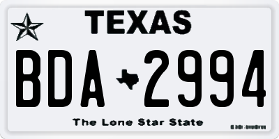 TX license plate BDA2994