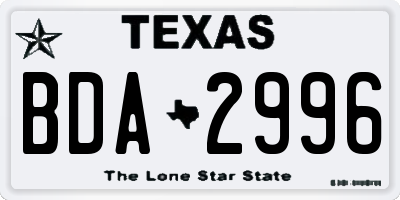 TX license plate BDA2996