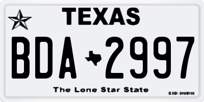 TX license plate BDA2997