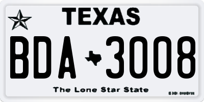 TX license plate BDA3008