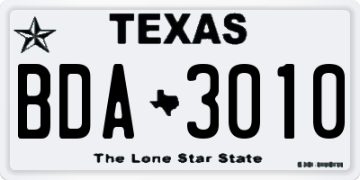 TX license plate BDA3010