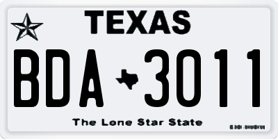 TX license plate BDA3011