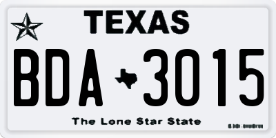 TX license plate BDA3015